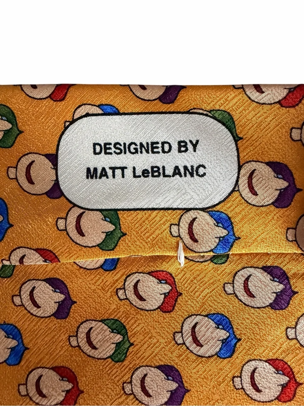 Men’s Tie Yellow Save the Children Matt Leblanc FRIENDS Smiley Faces Vintage